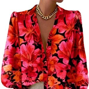 Floral Button Down Women's Top